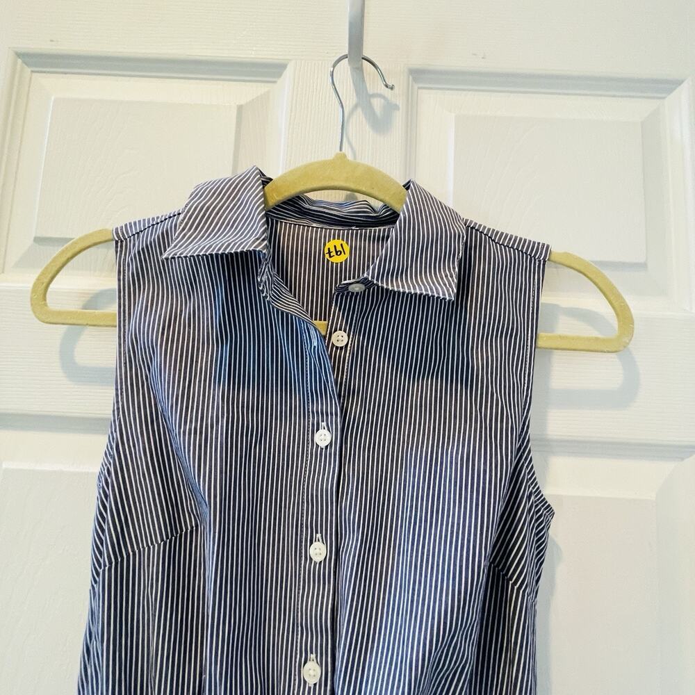 New! J.Crew Blue White Striped Button Down Bubble Hem Mini Dress Small/Med #75 - Picture 7 of 10